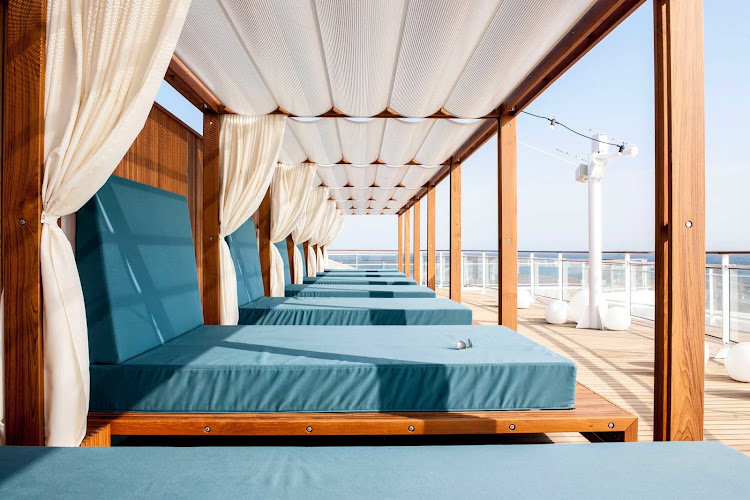 Want to relax in style while taking in great sea views? Head to deck 10 of Europa 2 and lounge on one of the comfy daybeds.