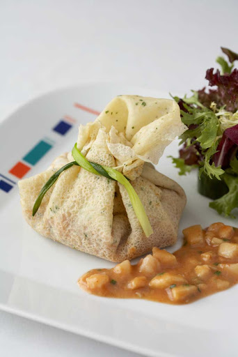 The Asian-inspired seafood crepe at Celebrity Cruises's Bistro on Five.