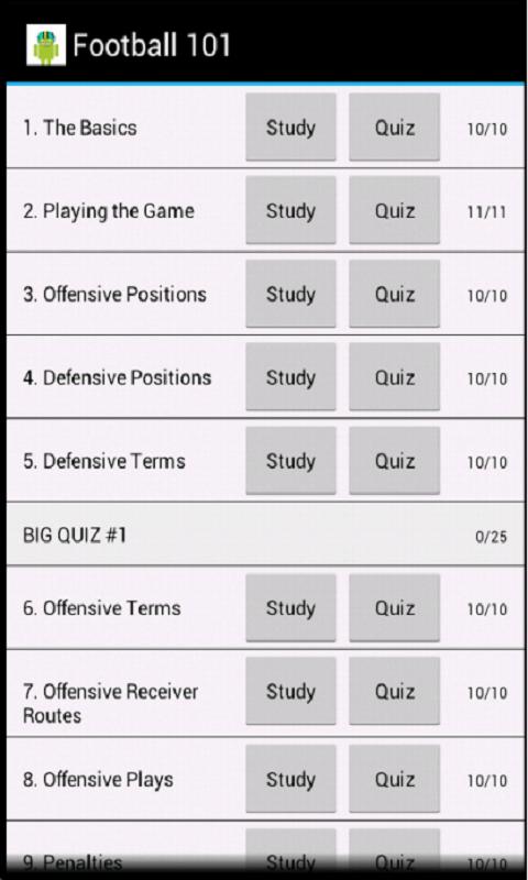 Android application Football 101 screenshort