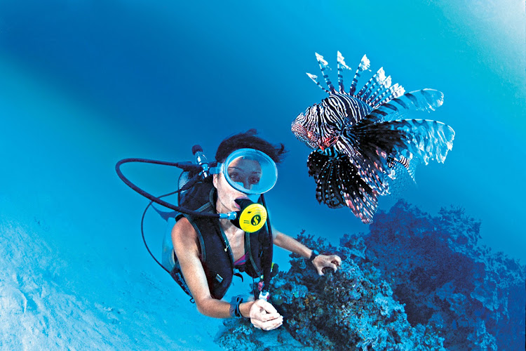 A lionfish in French Polynesia. Getting close to nature is just a scuba dive away on Paul Gauguin Cruises.