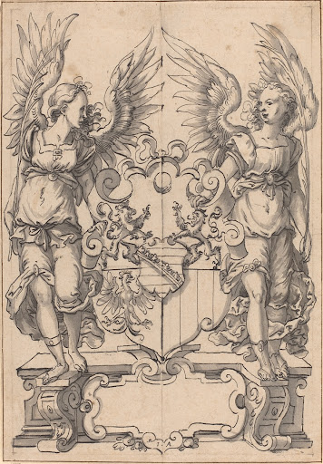 Two Angels Holding a Coat of Arms