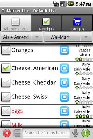 Android application ToMarket Grocery Shopping Pro screenshort