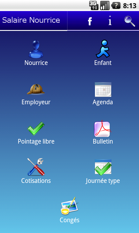 Android application Salaire nourrice screenshort