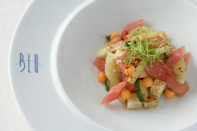 Try the refreshing, sweet watermelon jicama salad while dining at Celebrity Cruises's Blu restaurant.