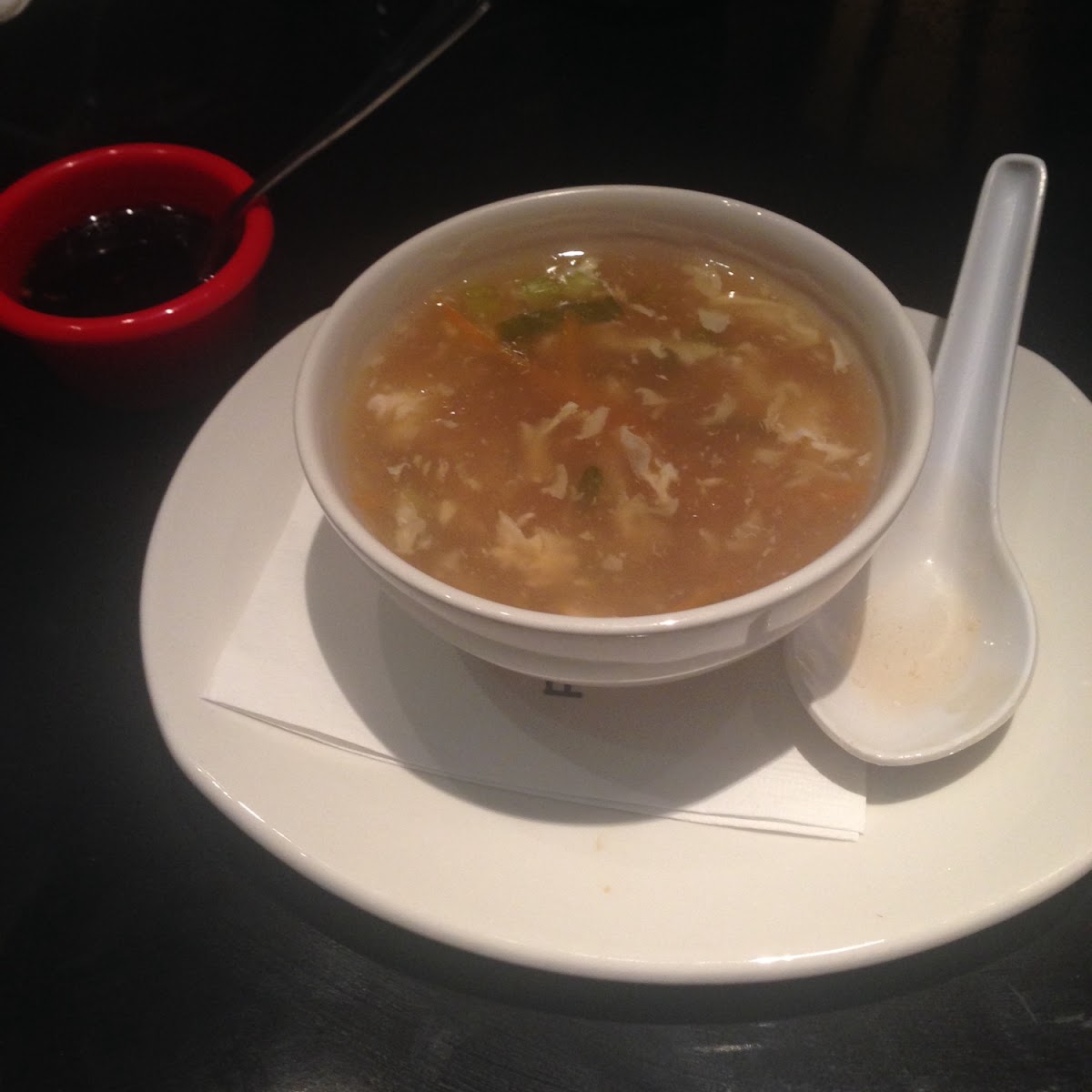 Egg Drop soup is gluten free and they gave me a cup of gluten free soy sauce.