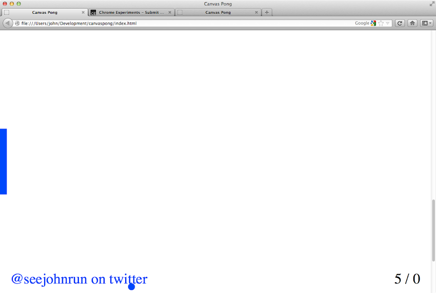 Canvas Pong by John Crepezzi Experiments with Google