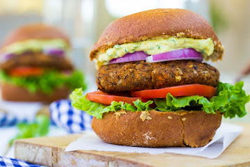Smokey Sweet Potato, Black Bean & Brown Rice Veggie Burgers with Curry Cilantro Mayo {gf+v}