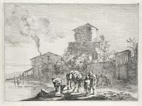 Mannen en een muilezel bij de Via Appia