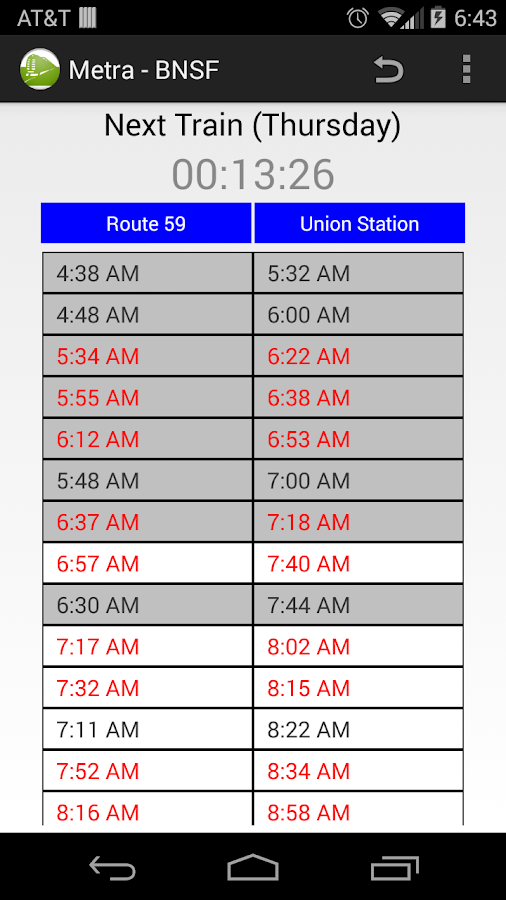 Schedule For Metra - BNSF - Android Apps On Google Play