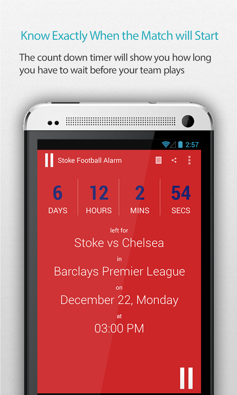 Android application Stoke Football Alarm Pro screenshort