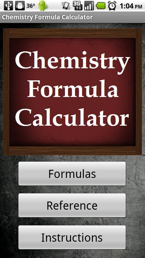 Android application Chemistry Formula Calculator screenshort