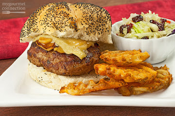 Turkey-Sage Burgers w/Sautéed Apples and Brie