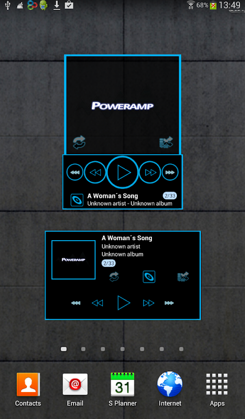 Android application Poweramp skin widget TRON BLUE screenshort
