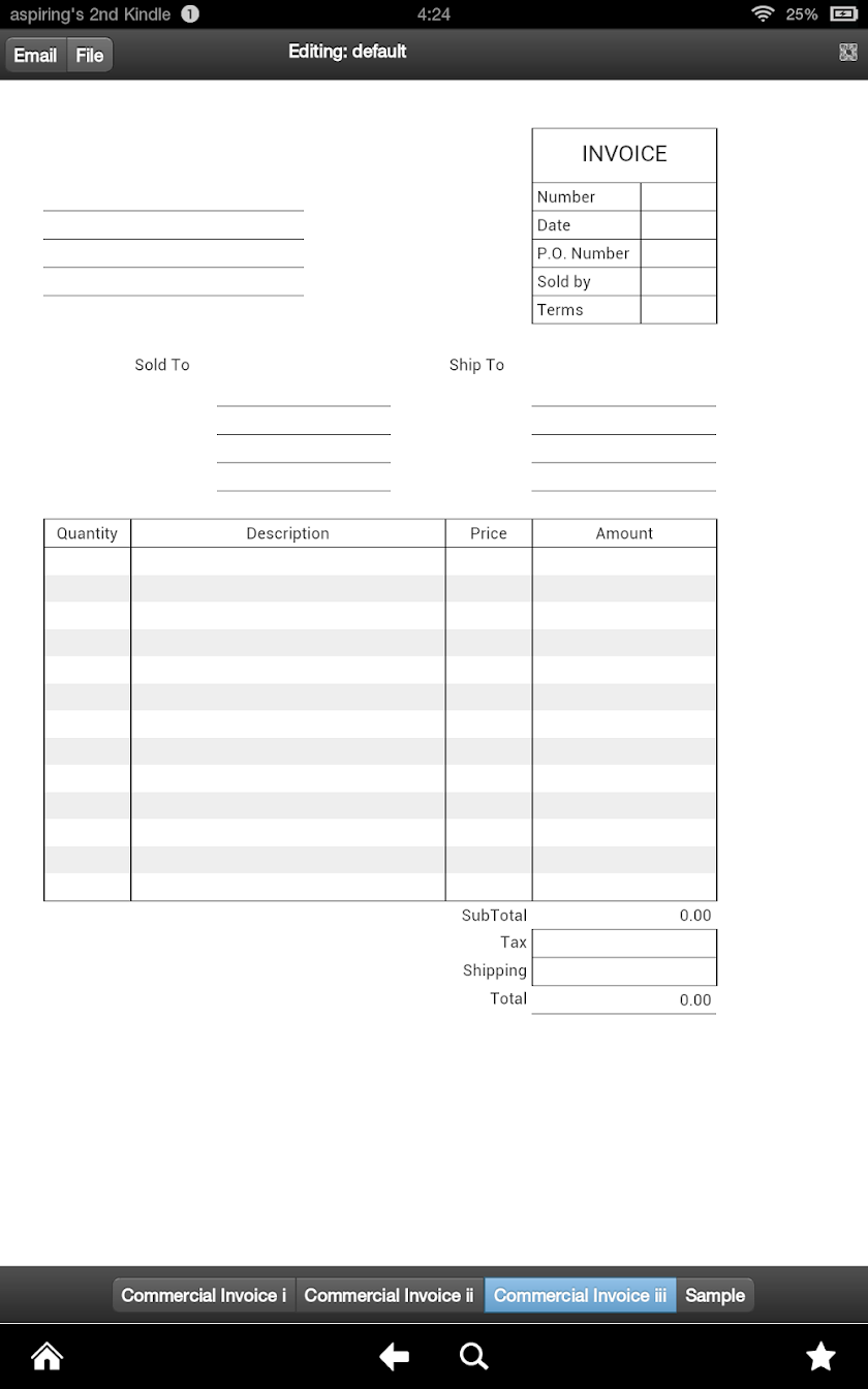 Commercial Invoices Screen 3