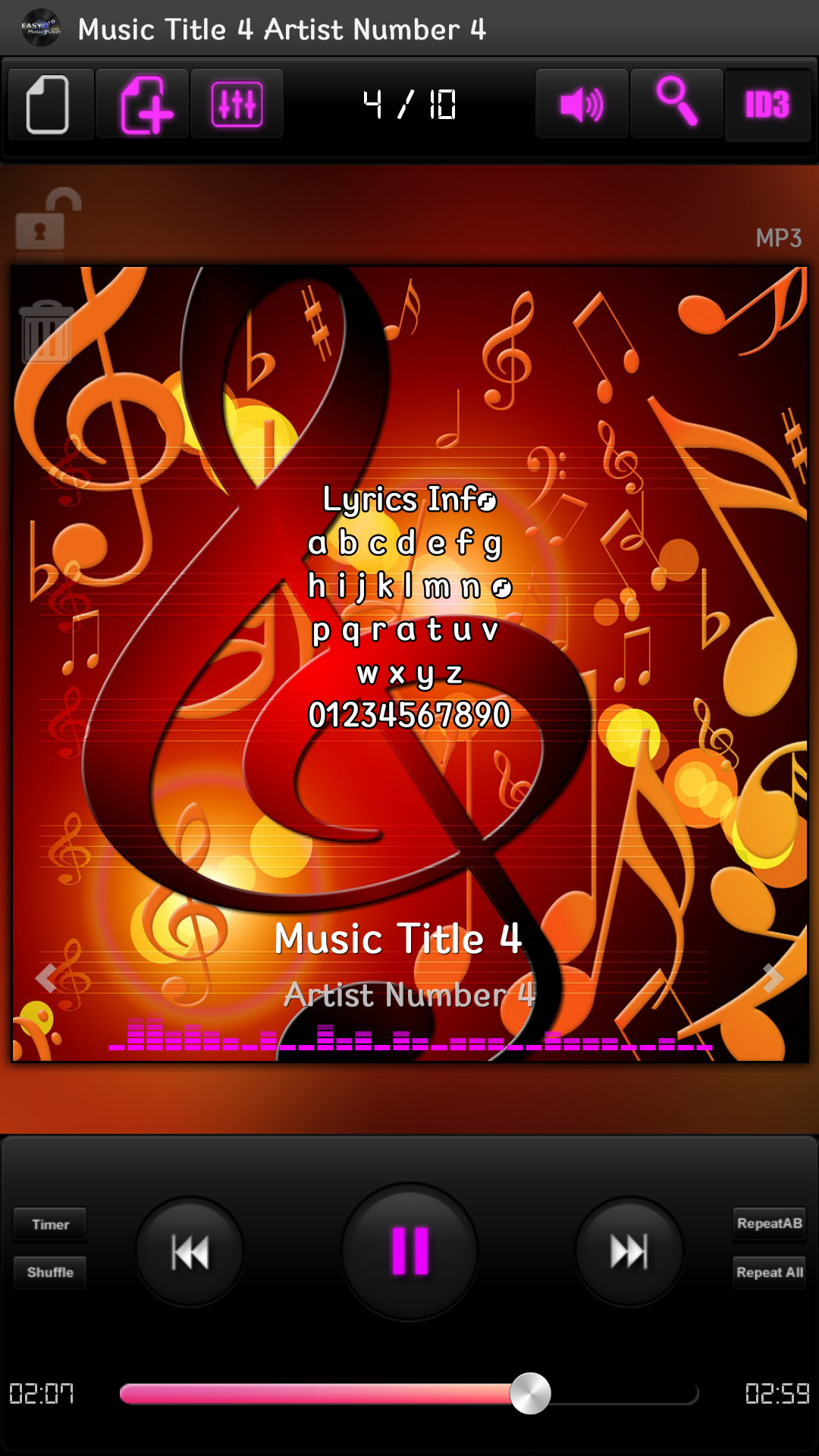 Android application Easy Music Player Pro screenshort