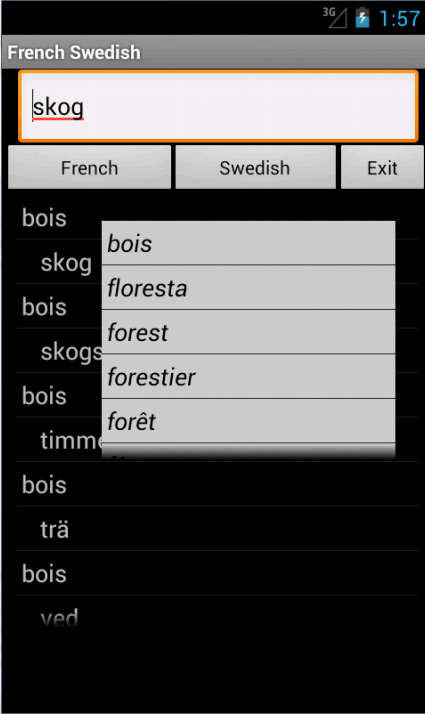 Android application French Swedish Dictionary screenshort