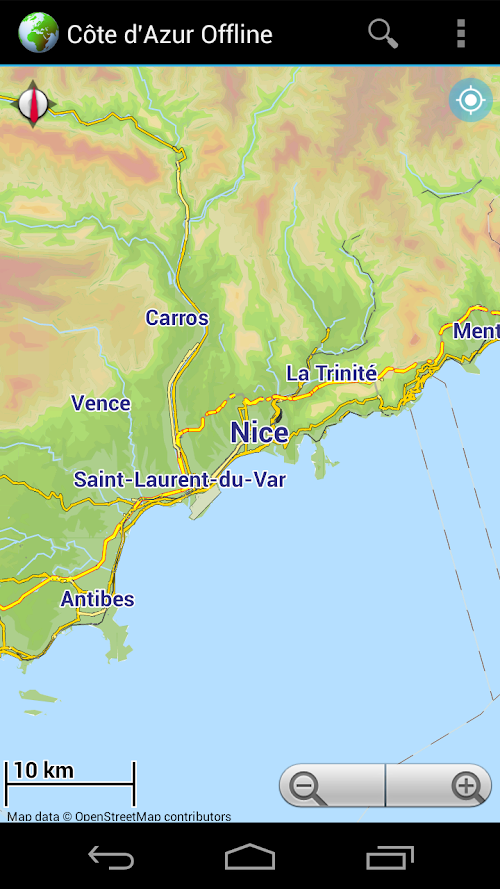 Android application Offline Map Côte dAzur France screenshort