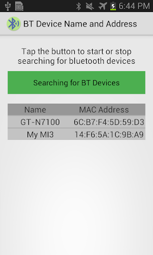 Show Bluetooth Name Address