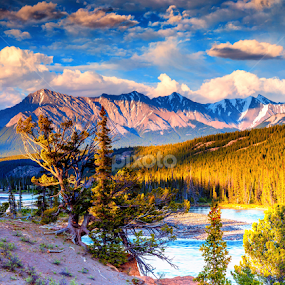 Looking Accross The North Saskatchewan by Drew May - Landscapes Mountains & Hills