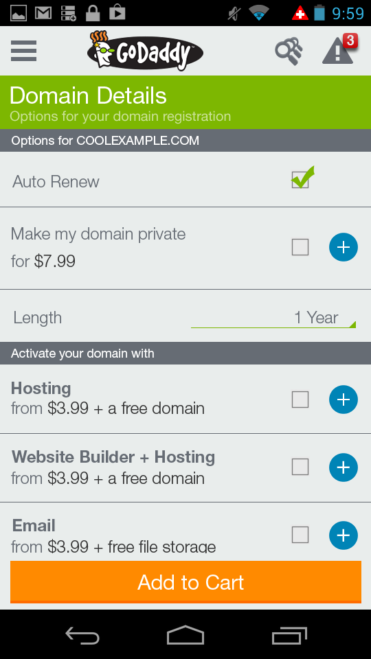 GoDaddy Screen 3
