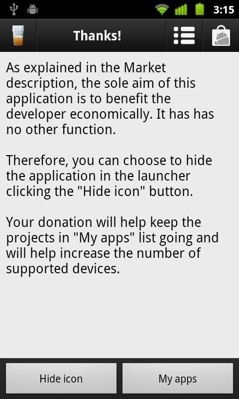 Android application RL Half Pint Donation screenshort