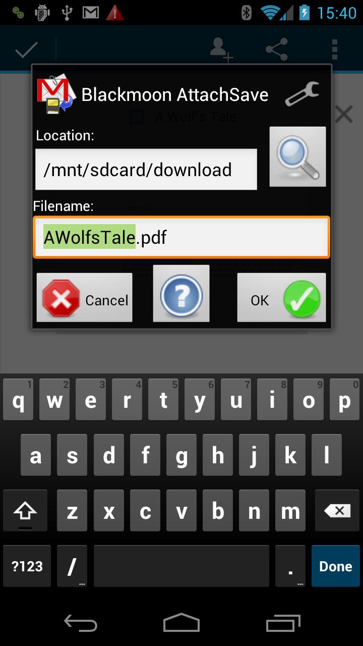 Android application Blackmoon AttachSave Gopher screenshort