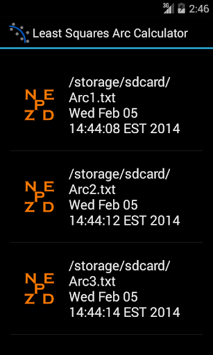 Least Squares Arc Calculator