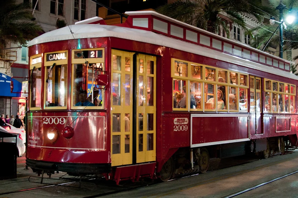 RTA-streetcar-Canal-Street-New-Orleans - RTA Streetcar No. 2009 on Canal Street in New Orleans. 