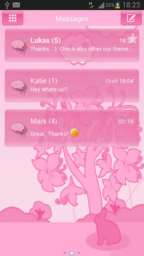 GO SMS Pro Theme Pink Animal