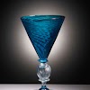 Wine glass with blue glass