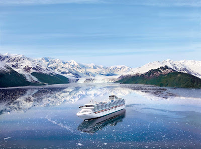 Diamond Princess sails through College Fjord, Alaska.