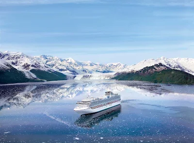 Diamond Princess sails through College Fjord, Alaska.
