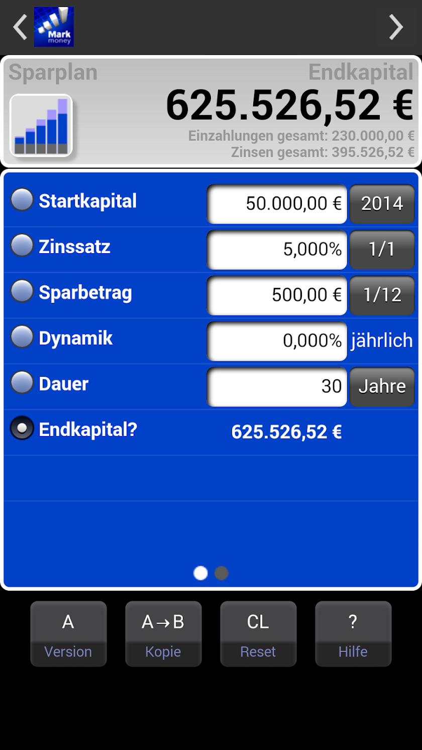 Finanzrechner - MarkMoney Screen 1