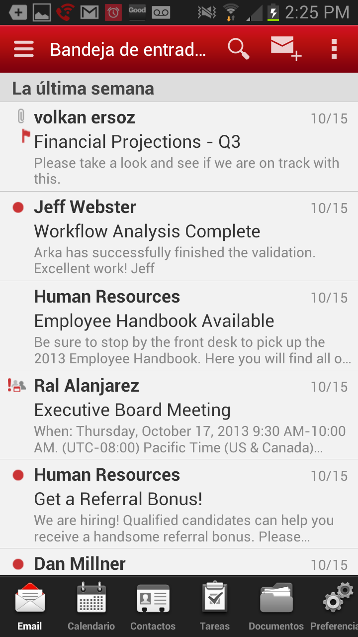 Android application Good for Enterprise™ screenshort