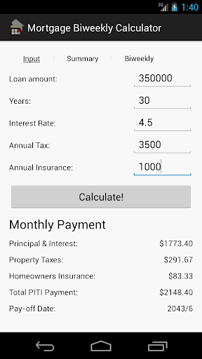 Mortgage Biweekly Calculator