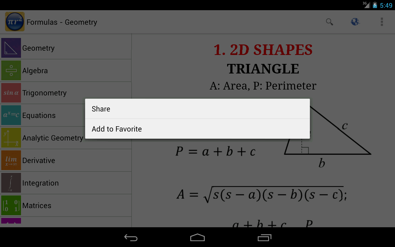 Maths Formulas - screenshot