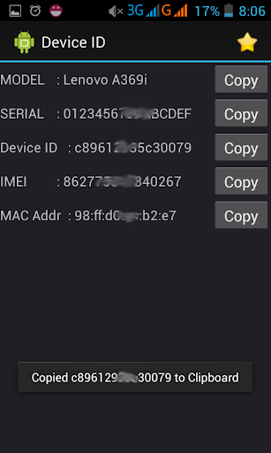 Get Device ID IMEI MAC Addr