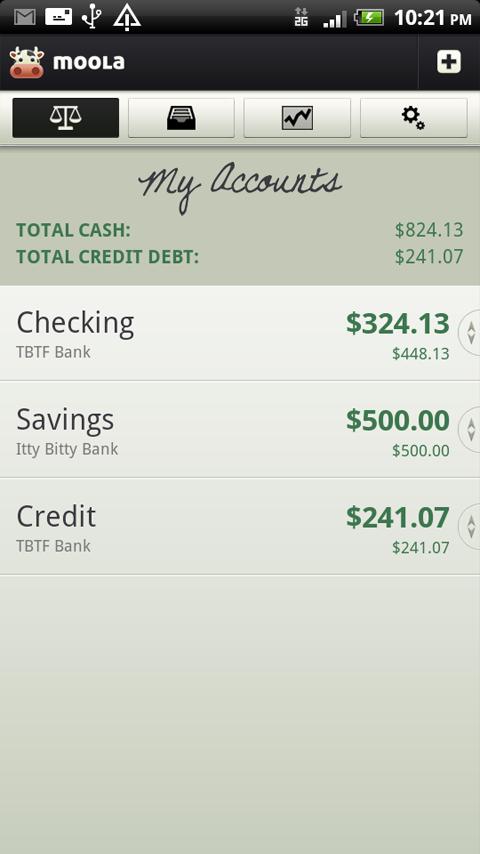 Android application mooLa! (Checkbook &amp; Finance) screenshort