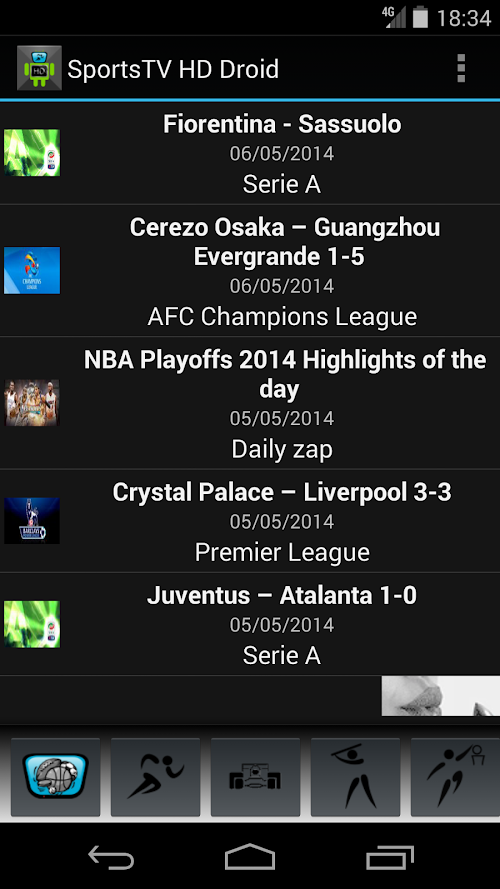 Android application Sports TV HD for Tablets screenshort