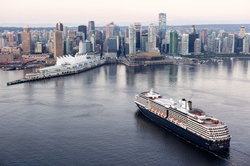 cruiseterm4-Vancouver-British-Columbia - The Vancouver BC cruise ship terminal with  Holland America Line's Zuiderdam cruising into port