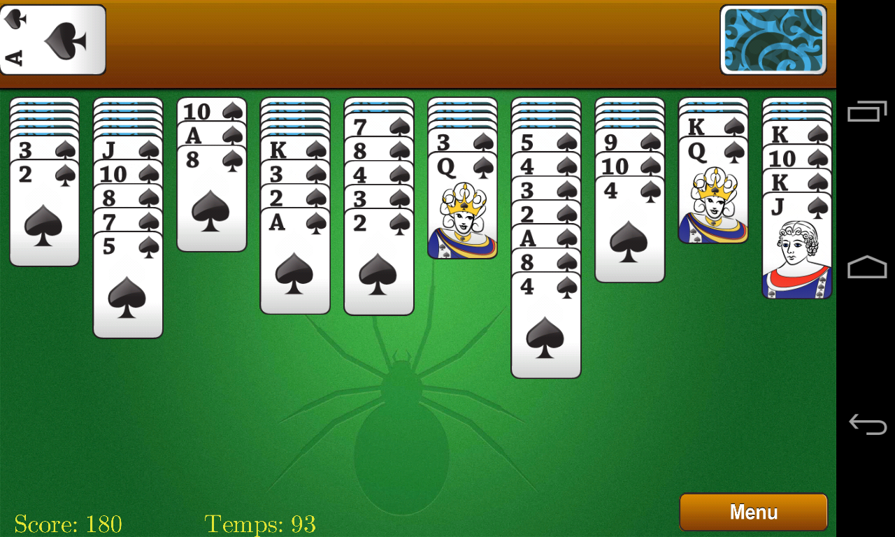 Android application Classic Spider Solitaire screenshort