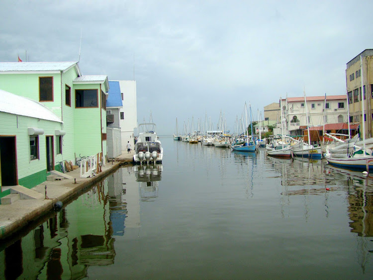 The Belize City canal in Belize.
