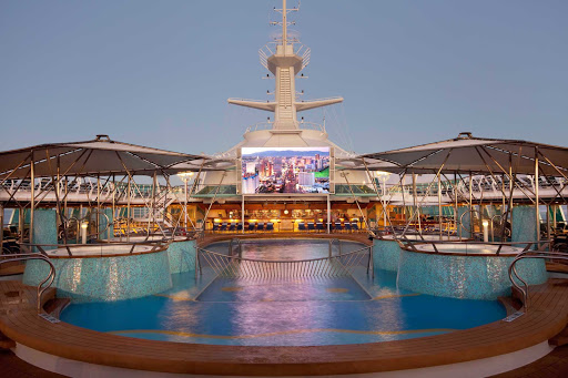 Rhapsody-of-the-Seas-Outdoor-Screen - Watch a movie from the pool on  Rhapsody of the Seas' outdoor movie screen.