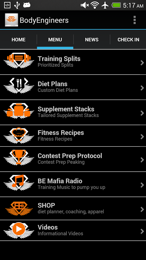 Android application Body Engineers APP screenshort