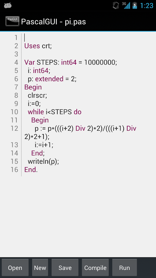 PascalGUI (Pascal compiler) - screenshot