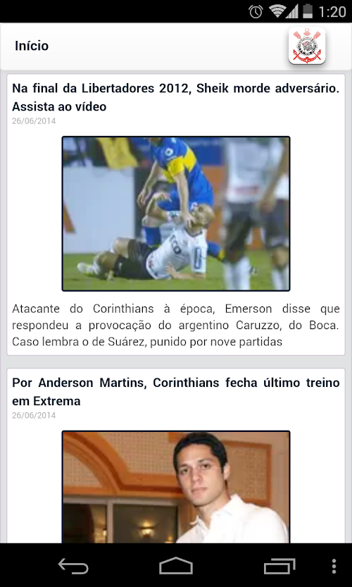 Android application Notícias do Corinthians screenshort