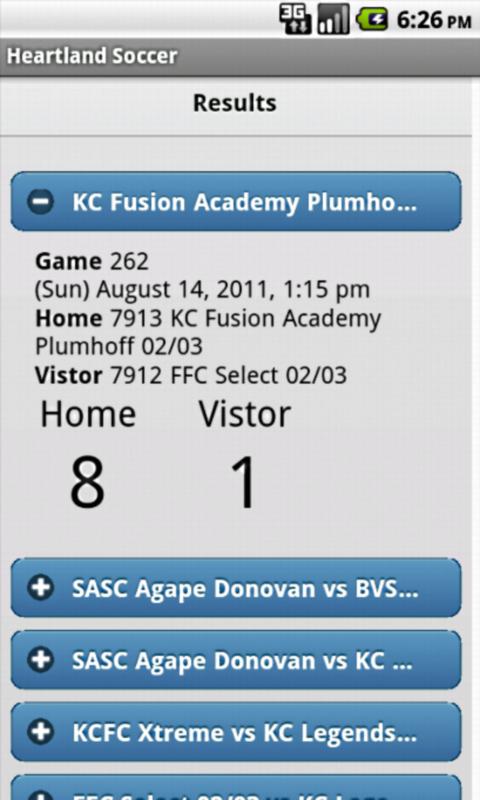 Heartland Soccer Mobile Screen 3