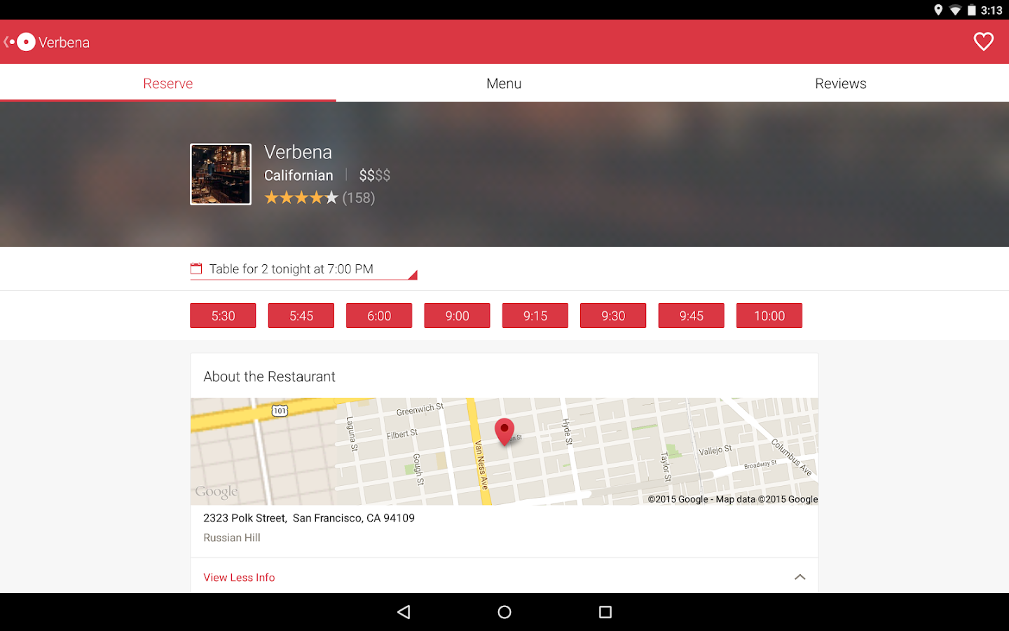 OpenTable Free Reservations screenshot