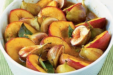 Spice roasted fruits with honey & orange sauce