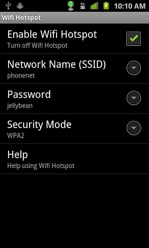 Android application Wifi Hotspot &amp; USB Tether Pro screenshort